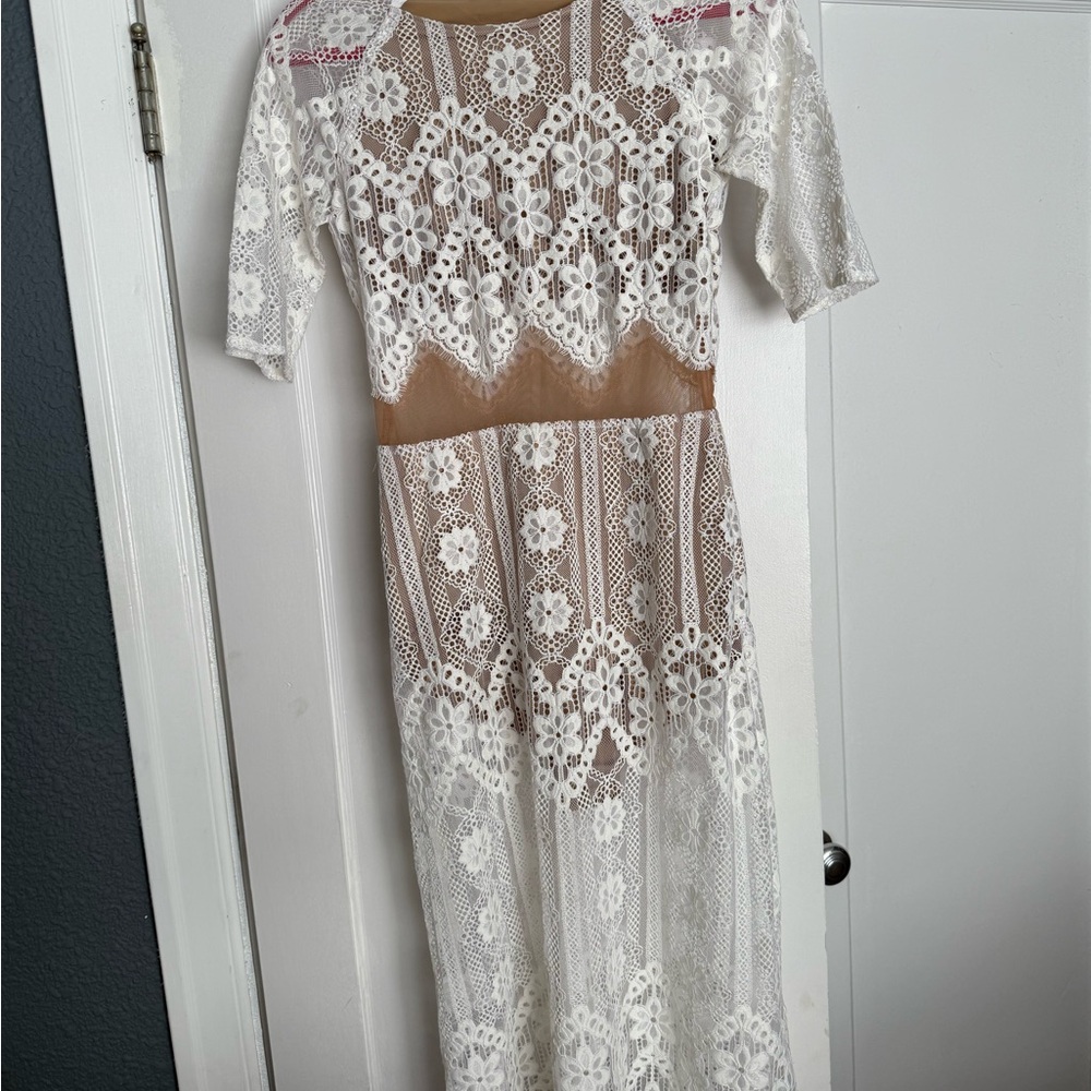 White Lace Midi Dress